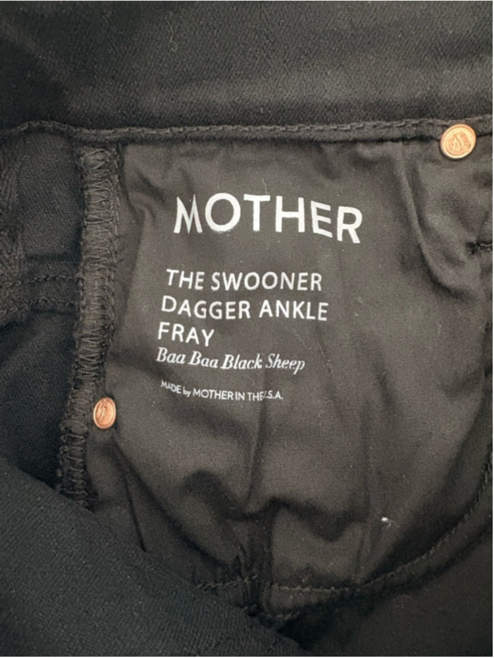 MOTHER Swooner Dagger Ankle Fray LaceHem Sz 26 (12.5W) BaaBaaBlackSheep #301 EUC - Picture 11 of 14